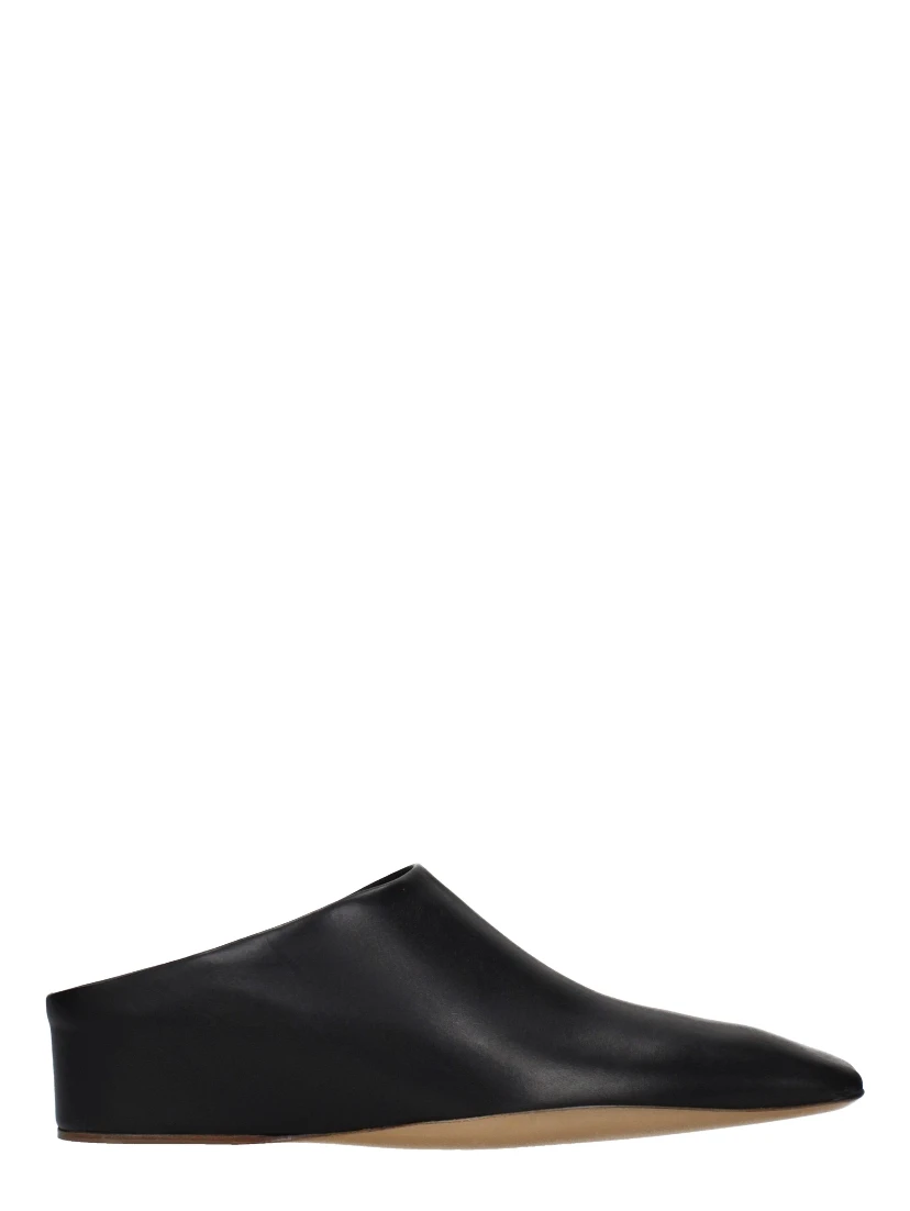 Black Leather Slippers