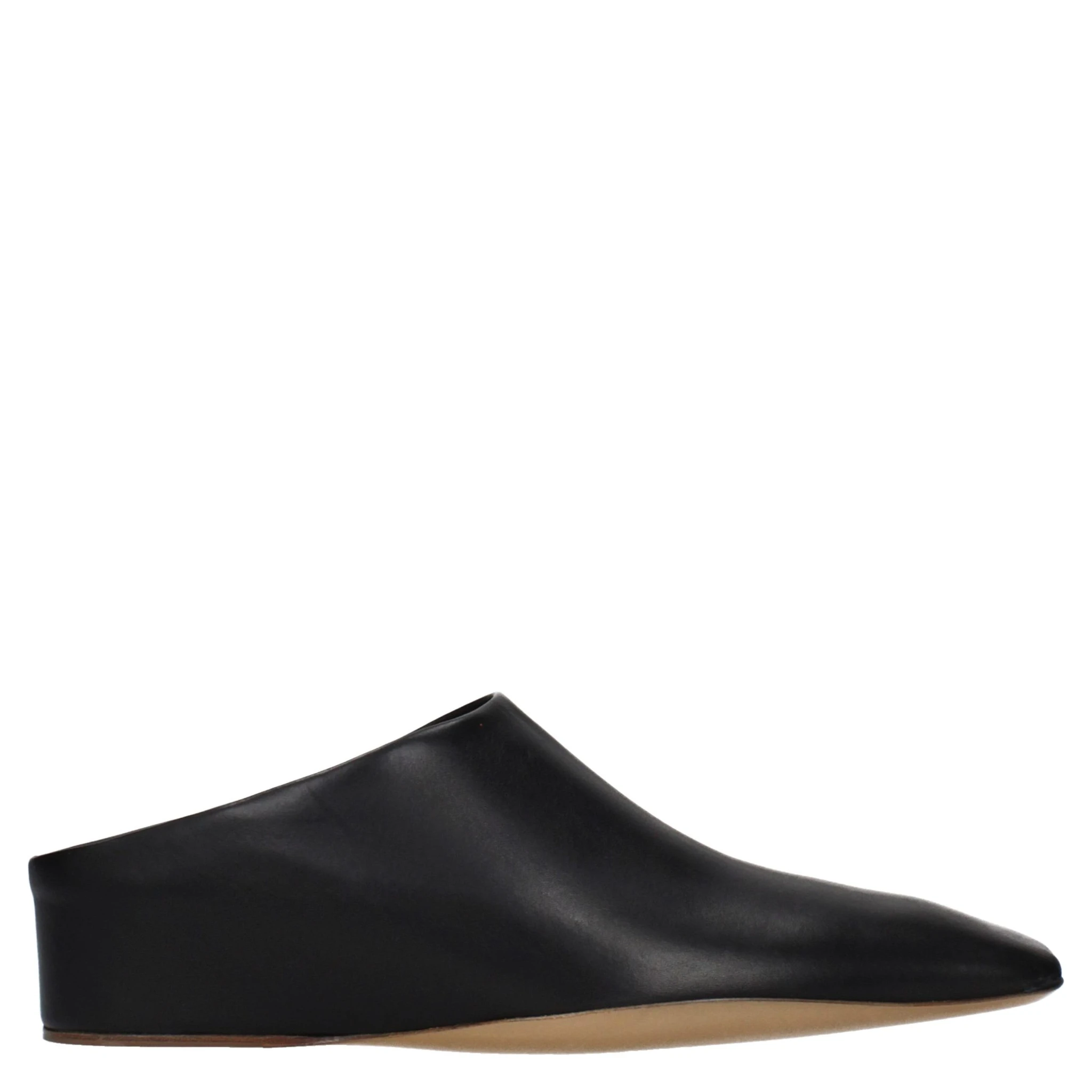 Black Leather Slippers