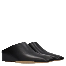 Black Leather Slippers