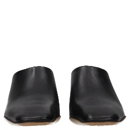 Black Leather Slippers