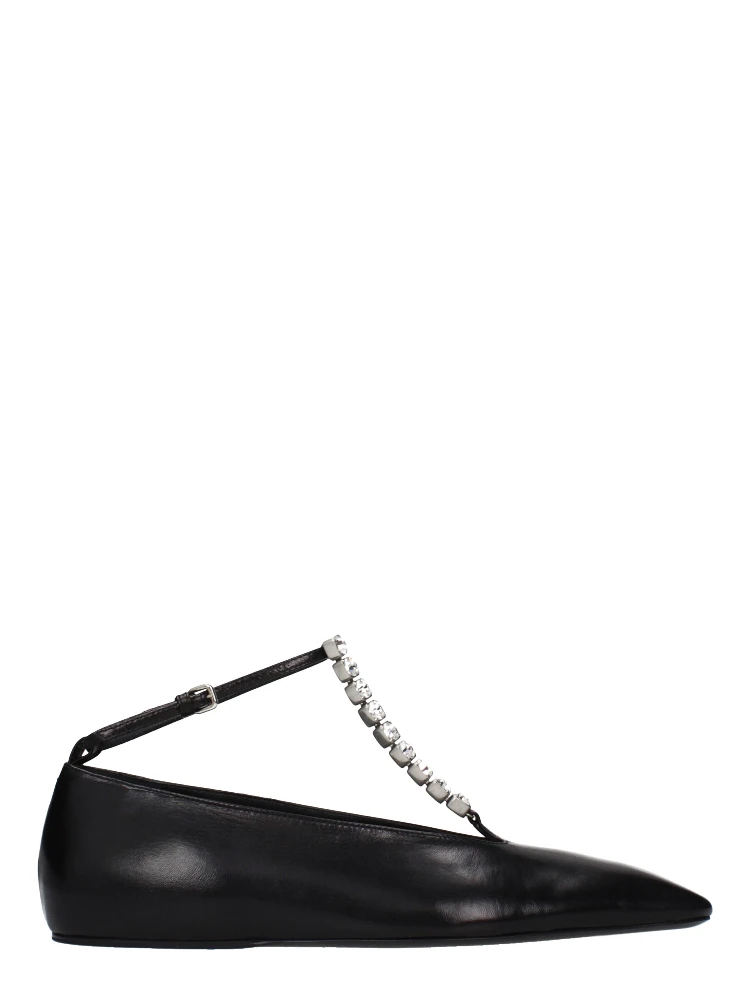 Black Leather Ballet Flats