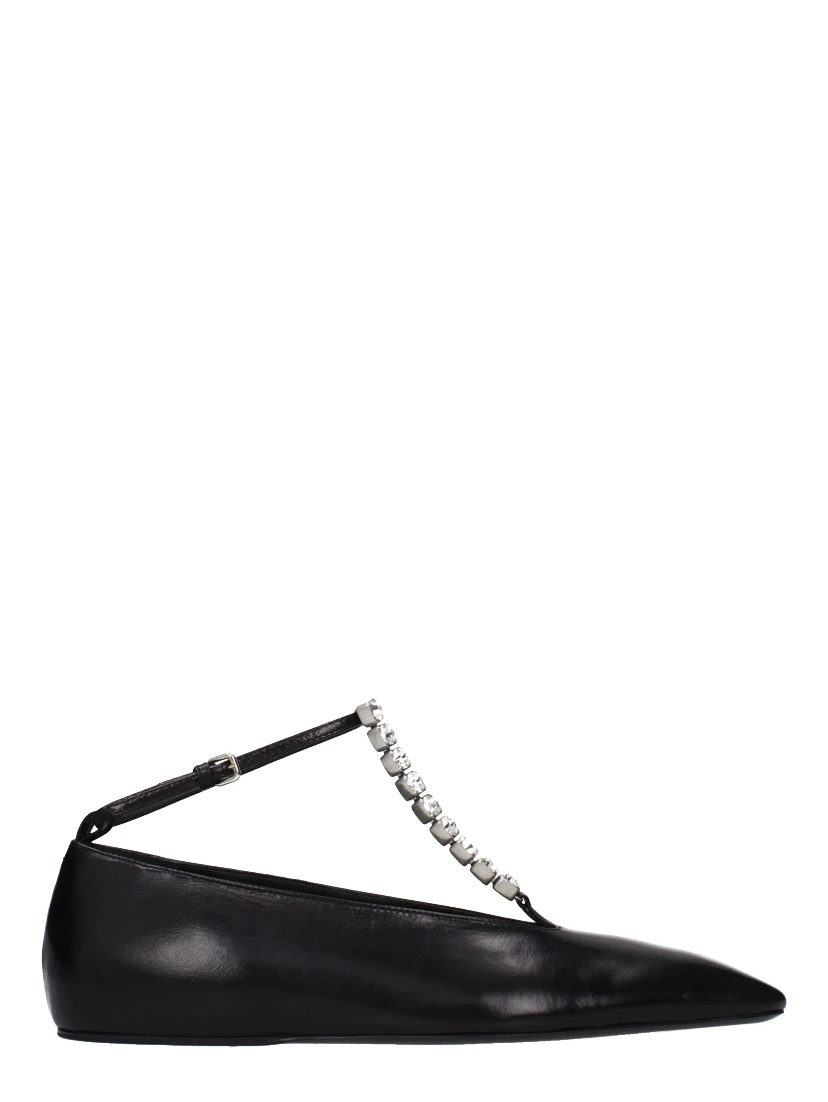 Black Leather Ballet Flats