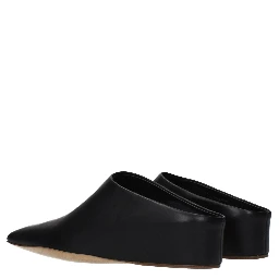 Black Leather Slippers