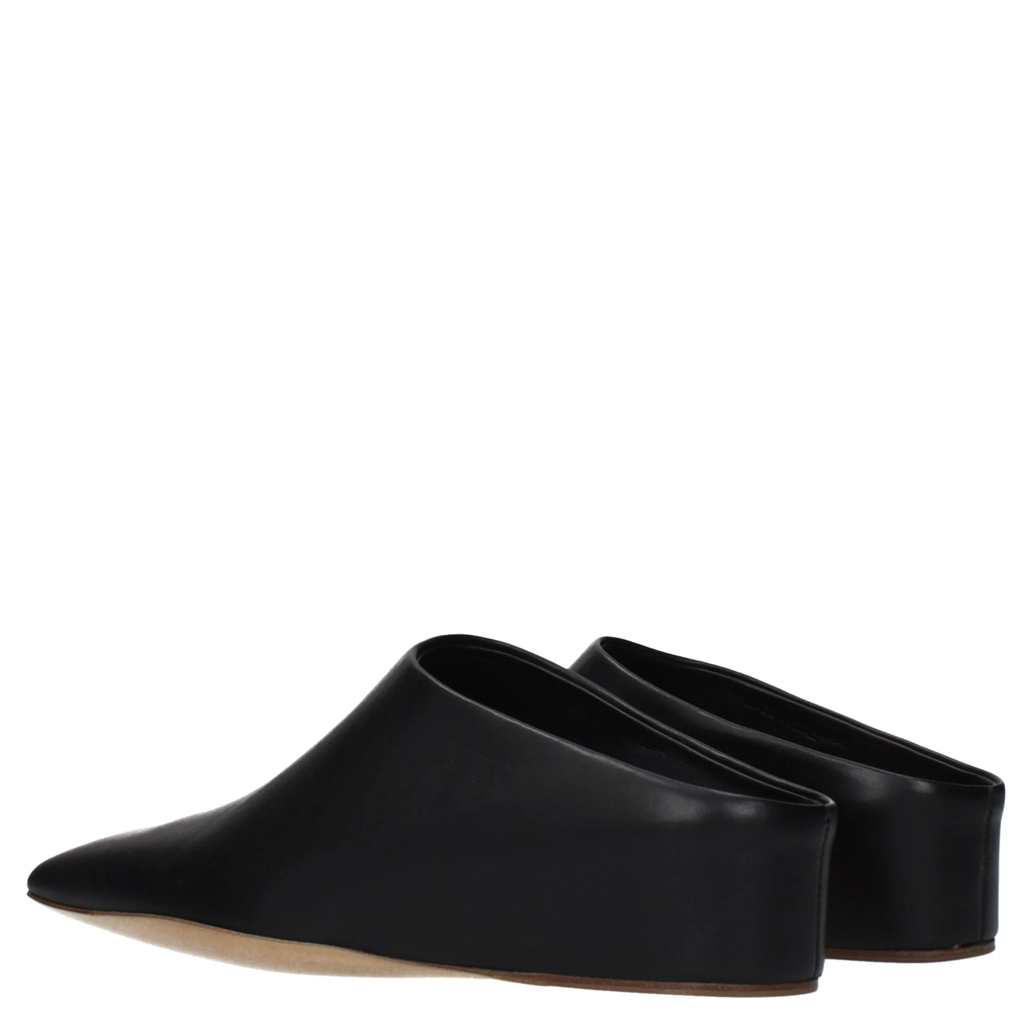 Black Leather Slippers