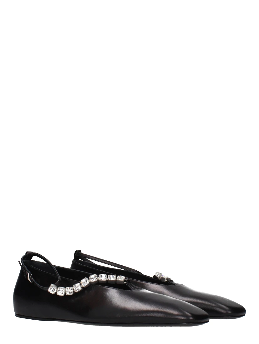 Black Leather Ballet Flats