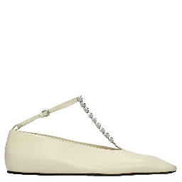 Beige Leather Ballet Flats