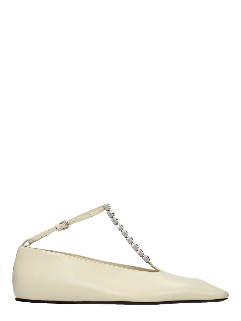 Beige Leather Ballet Flats
