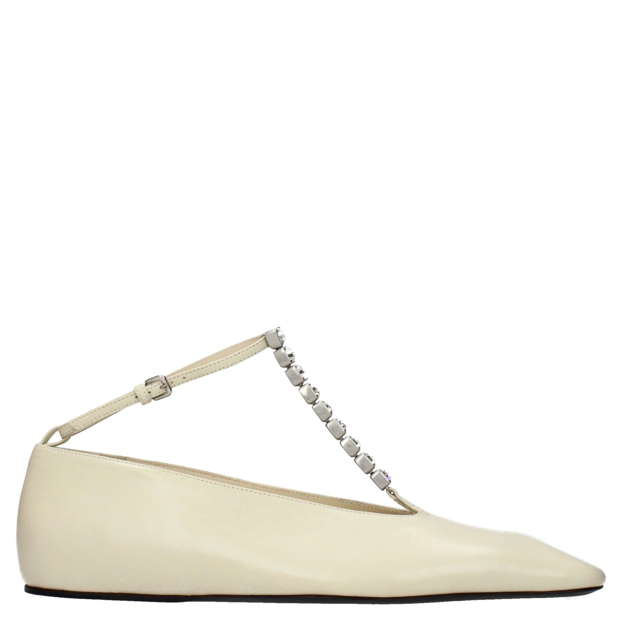 Beige Leather Ballet Flats