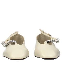 Beige Leather Ballet Flats