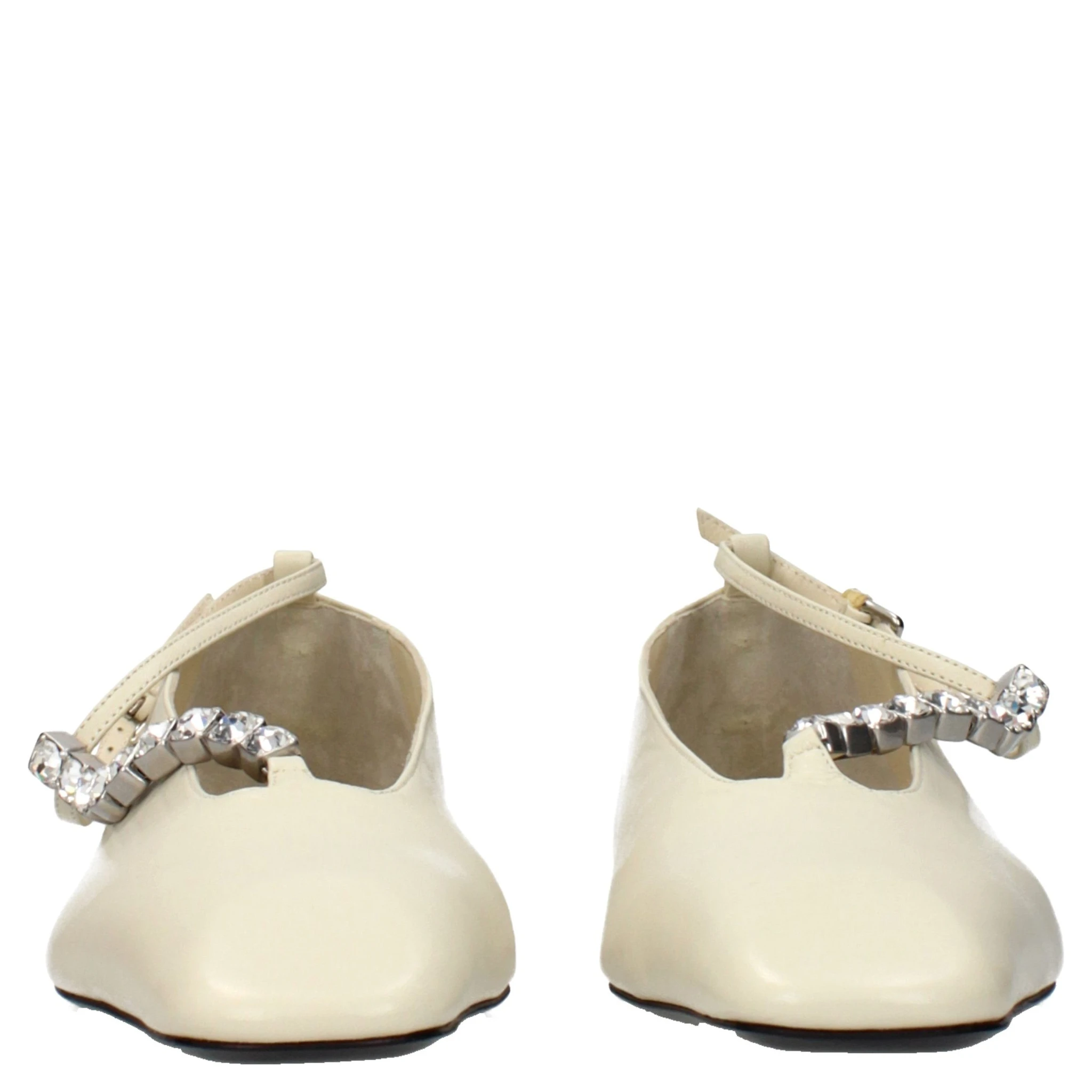 Beige Leather Ballet Flats