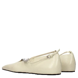 Beige Leather Ballet Flats