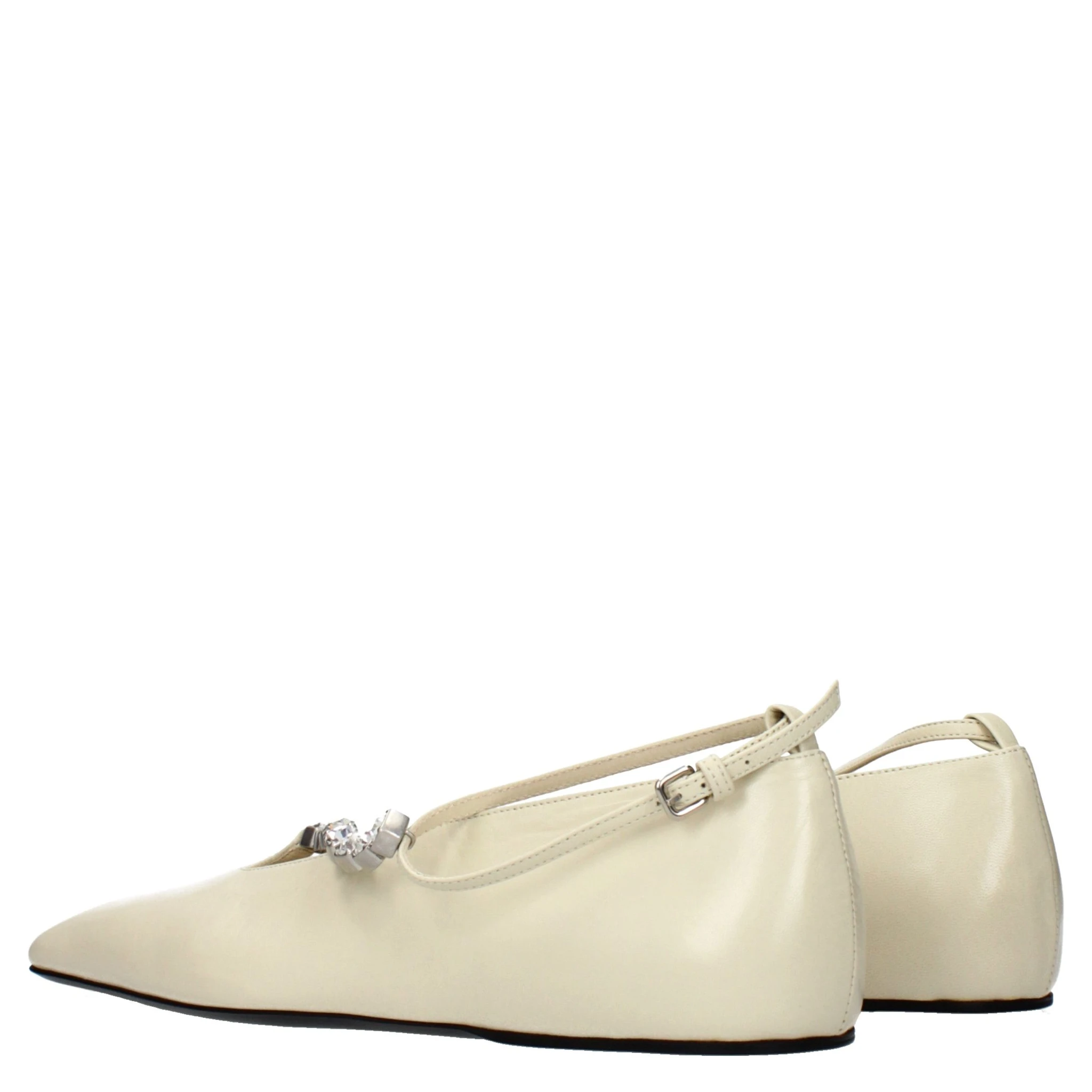 Beige Leather Ballet Flats