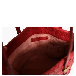 Red Intrecciato Leather Tote Bag