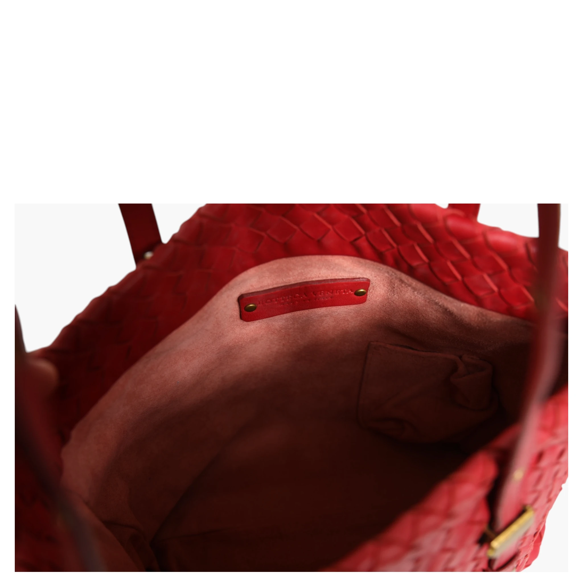 Red Intrecciato Leather Tote Bag