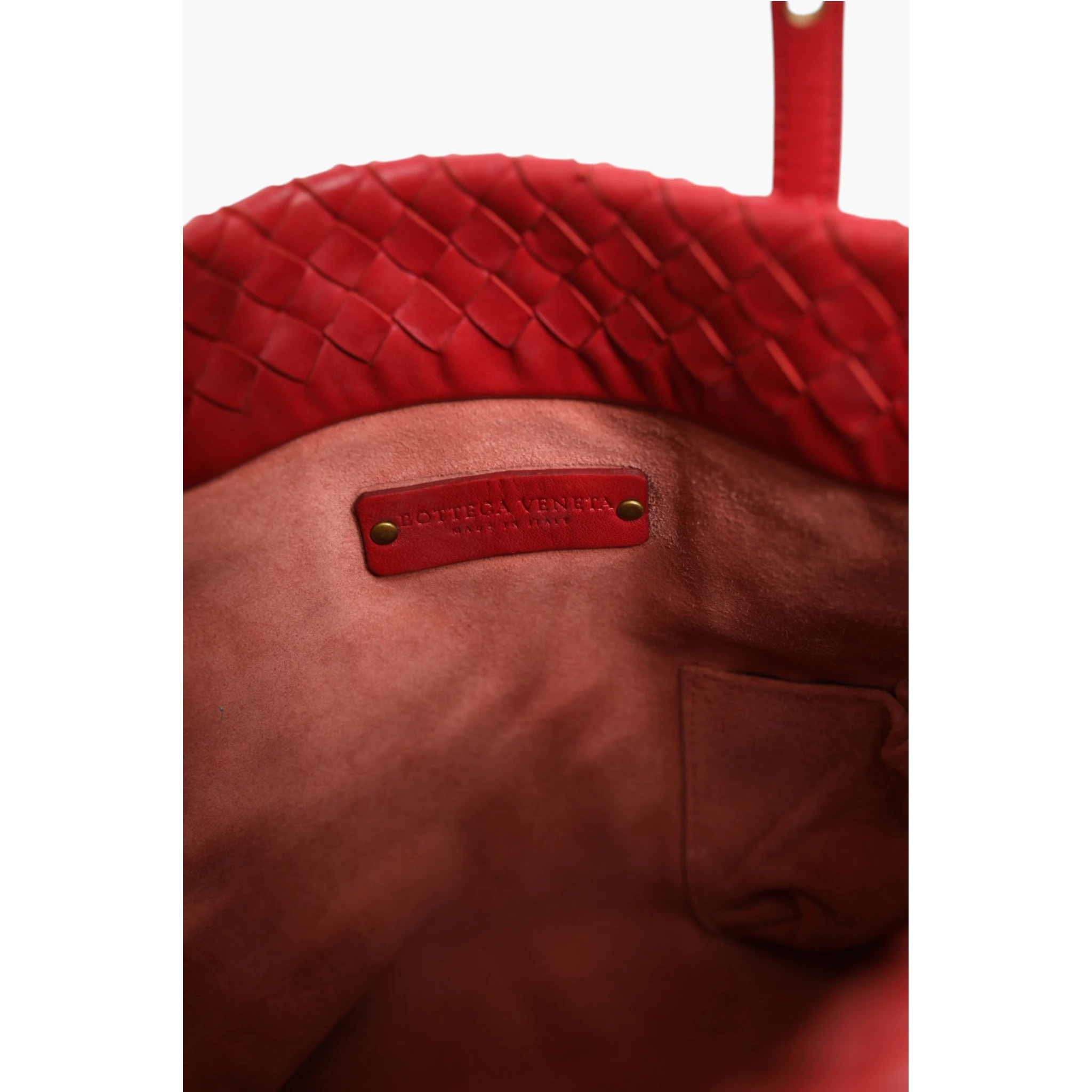 Red Intrecciato Leather Tote Bag