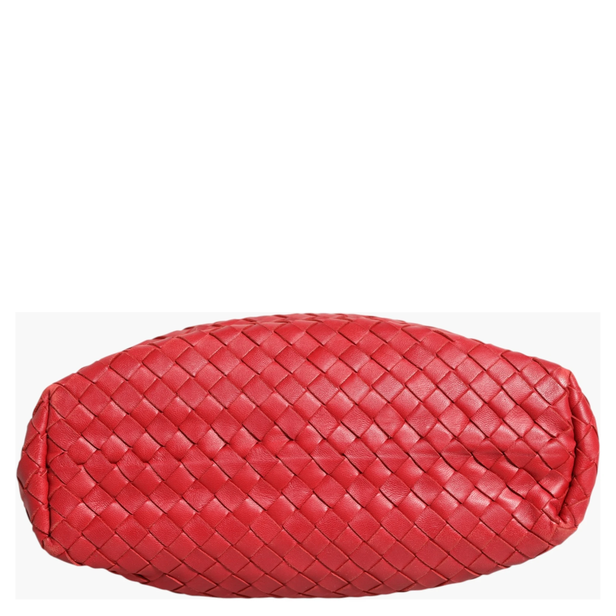 Red Intrecciato Leather Tote Bag