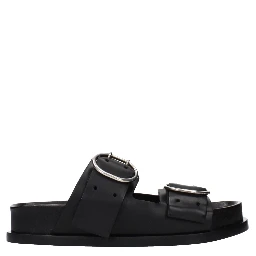 Black Leather Slippers