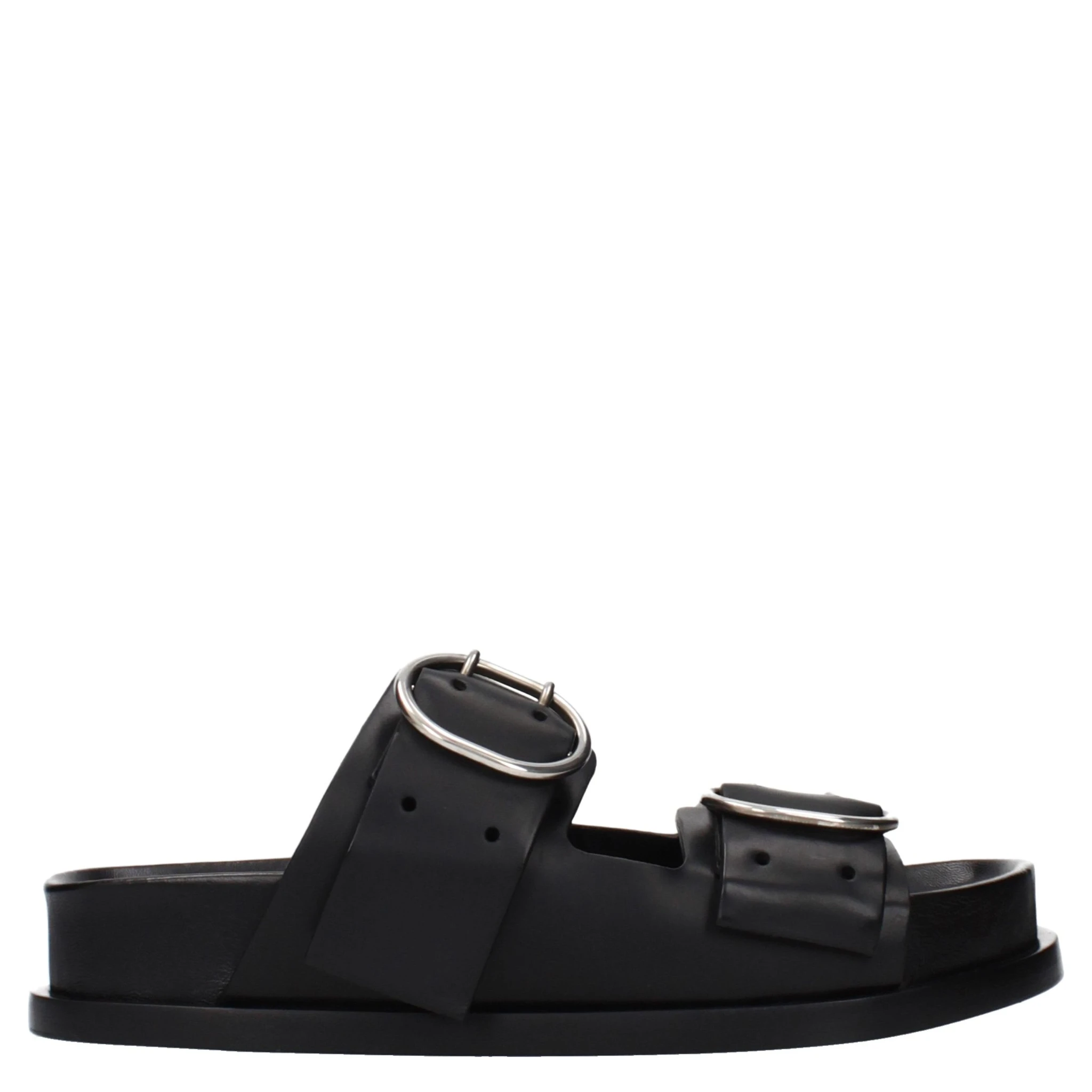 Black Leather Slippers