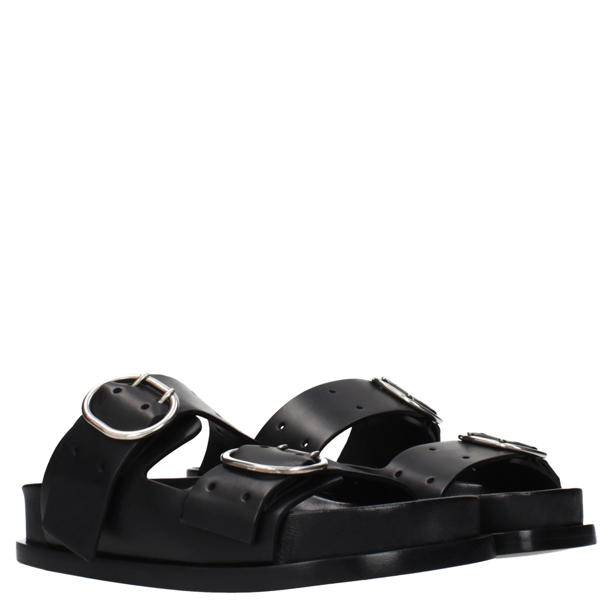 Black Leather Slippers