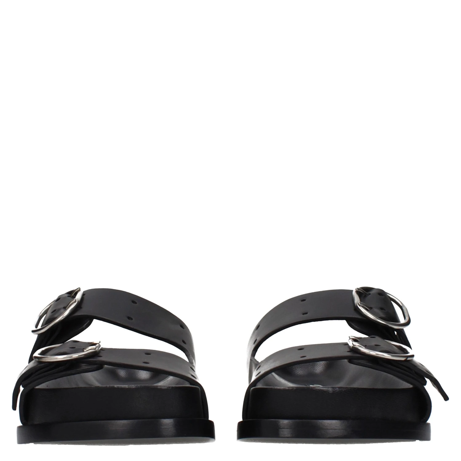 Black Leather Slippers