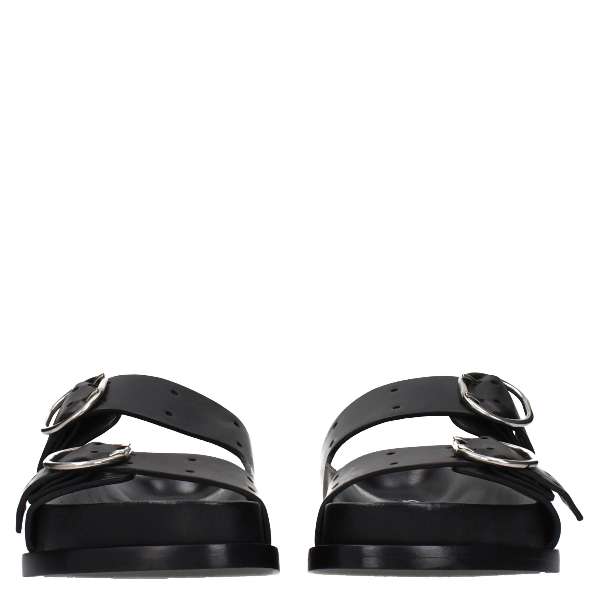 Black Leather Slippers