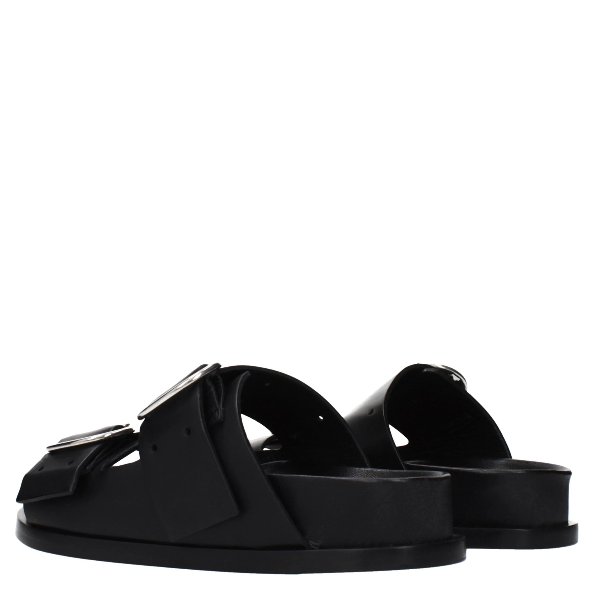 Black Leather Slippers