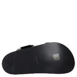 Black Leather Slippers