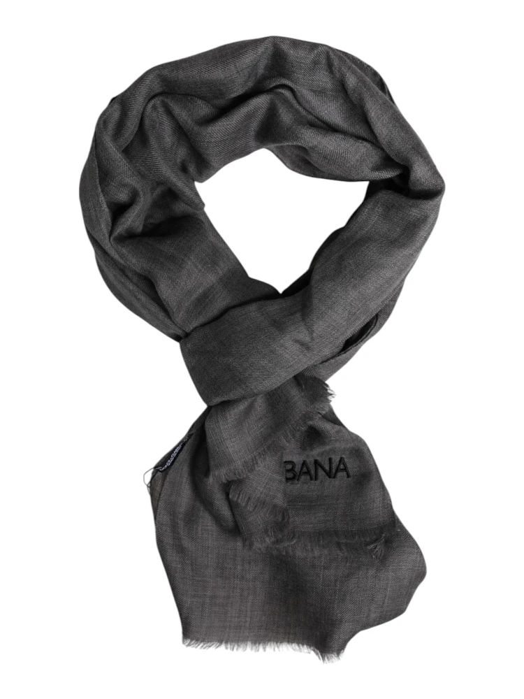 Gray Logo Print Neck Warmer Wrap Shawl Scarf