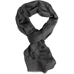 Gray Logo Print Neck Warmer Wrap Shawl Scarf