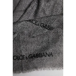 Gray Logo Print Neck Warmer Wrap Shawl Scarf