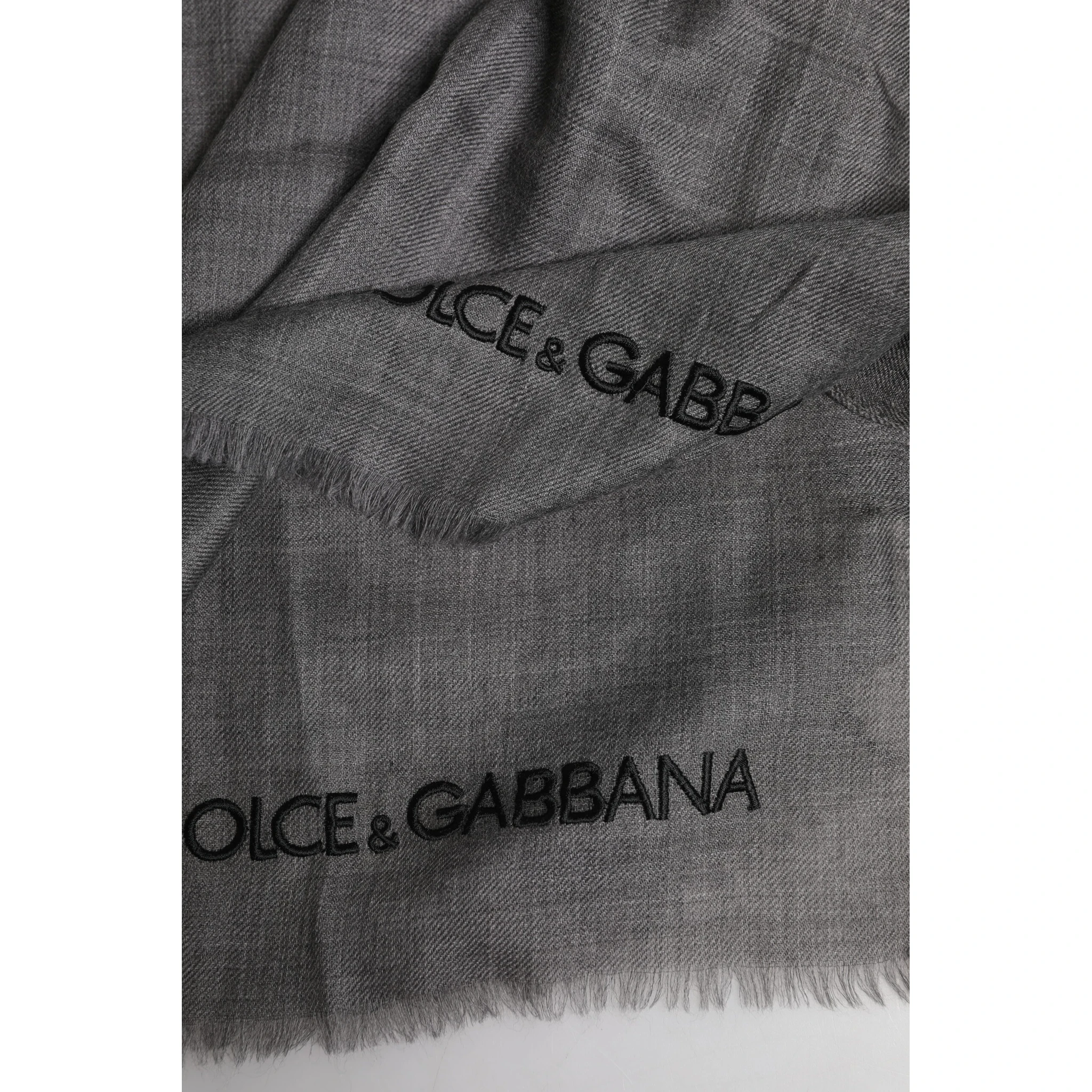Gray Logo Print Neck Warmer Wrap Shawl Scarf