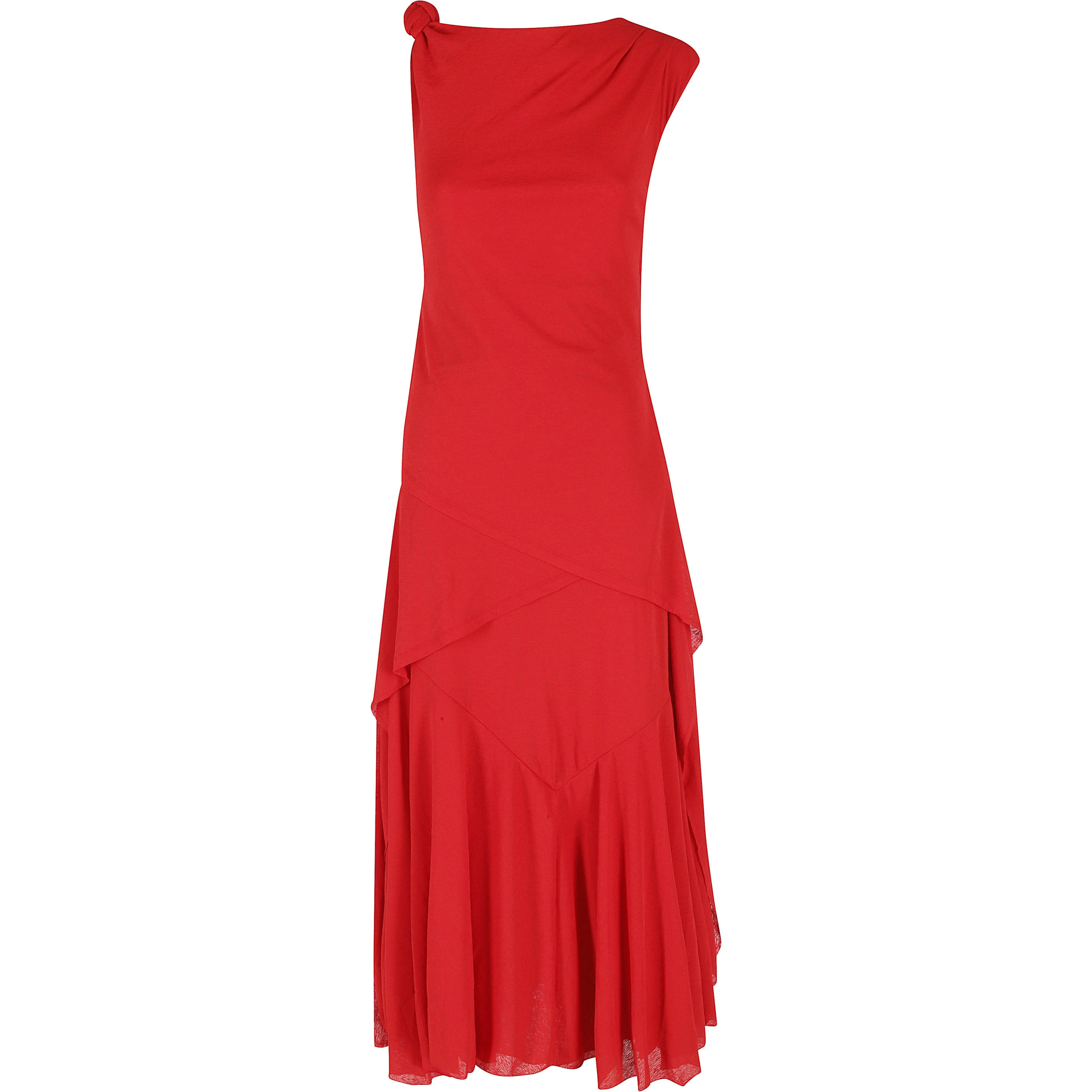 MARL MESH DRAPED KNOT DETAILING LONG DRESS