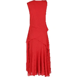 MARL MESH DRAPED KNOT DETAILING LONG DRESS