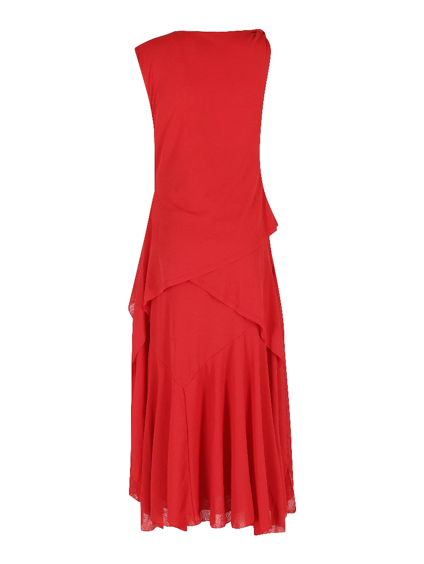 MARL MESH DRAPED KNOT DETAILING LONG DRESS