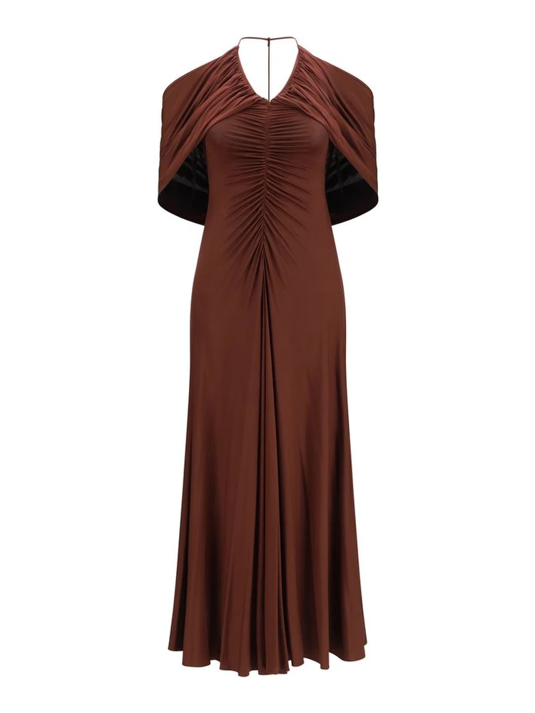Brown Viscose Casual Dress