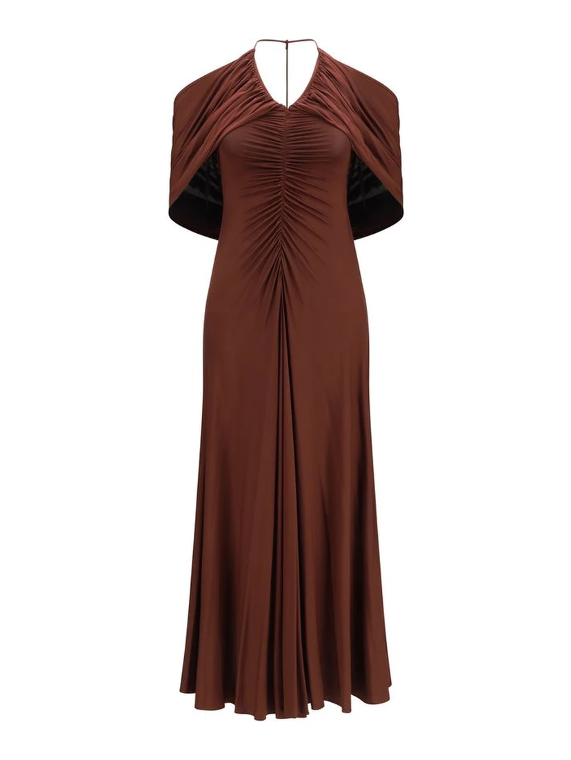 Brown Viscose Casual Dress