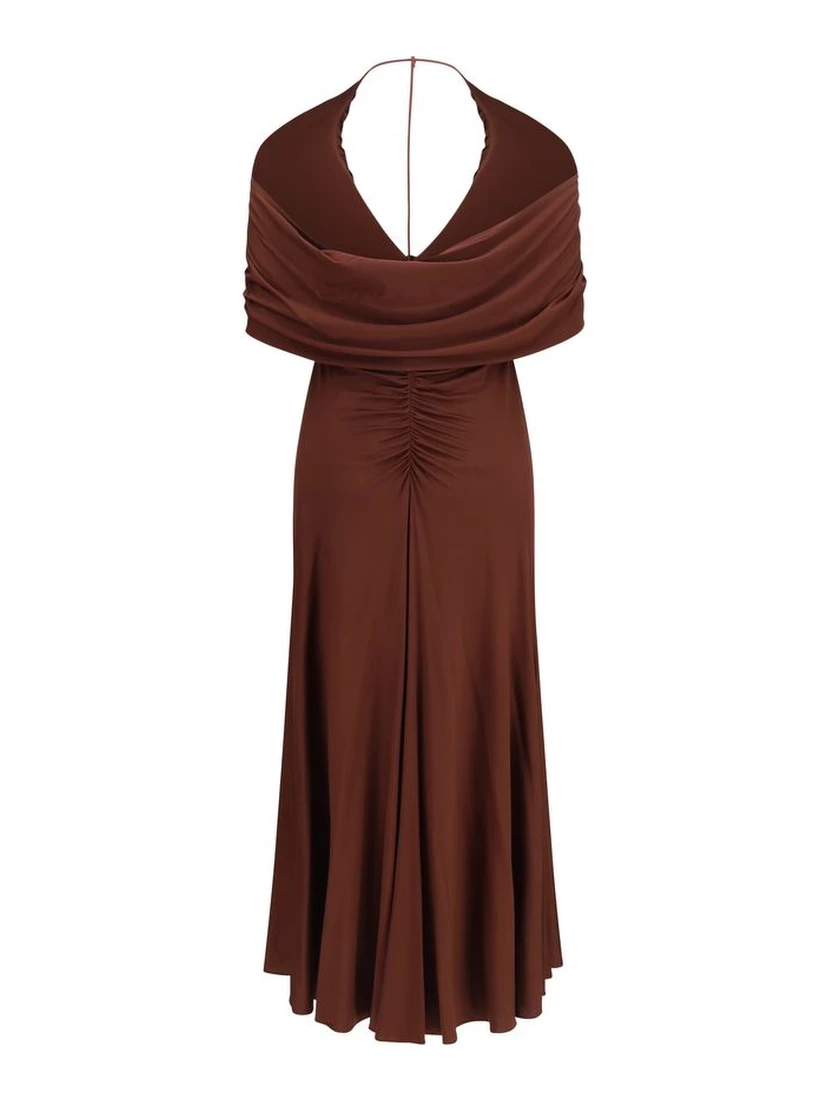 Brown Viscose Casual Dress