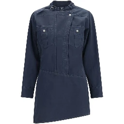 Blue Cotton Casual Dress