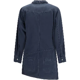 Blue Cotton Casual Dress