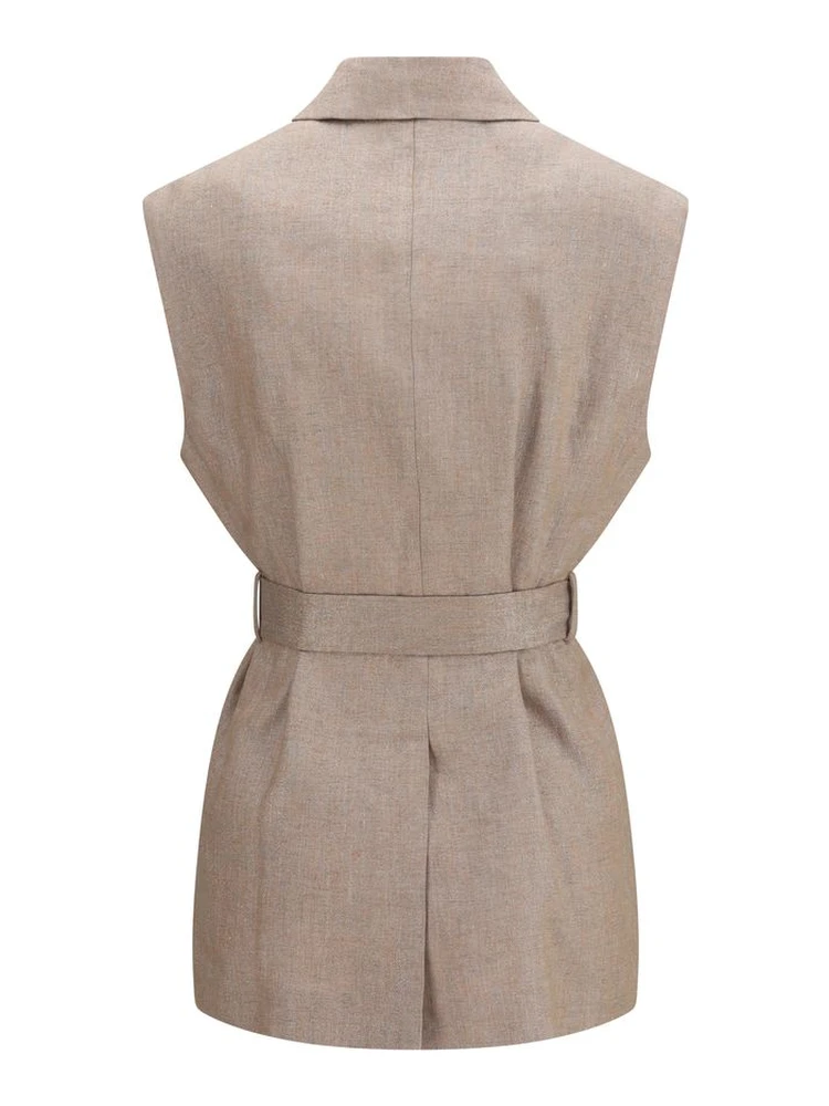 Beige Linen Sleveless Jacket alternative