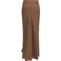Brown Viscose Long Skirt