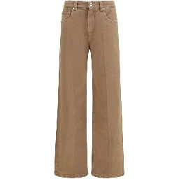 Brown Cotton Straight-Leg Jeans