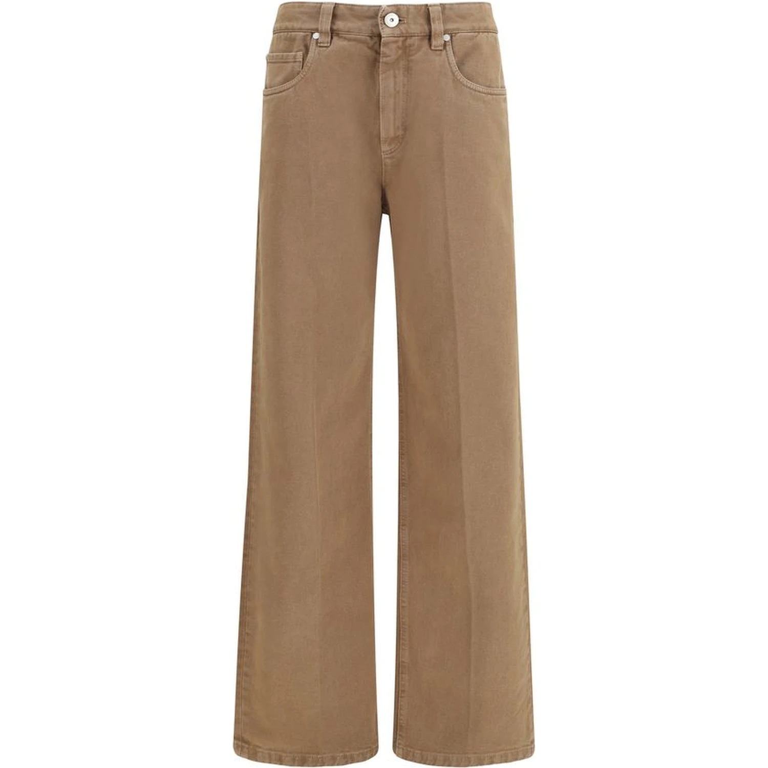 Brown Cotton Straight-Leg Jeans