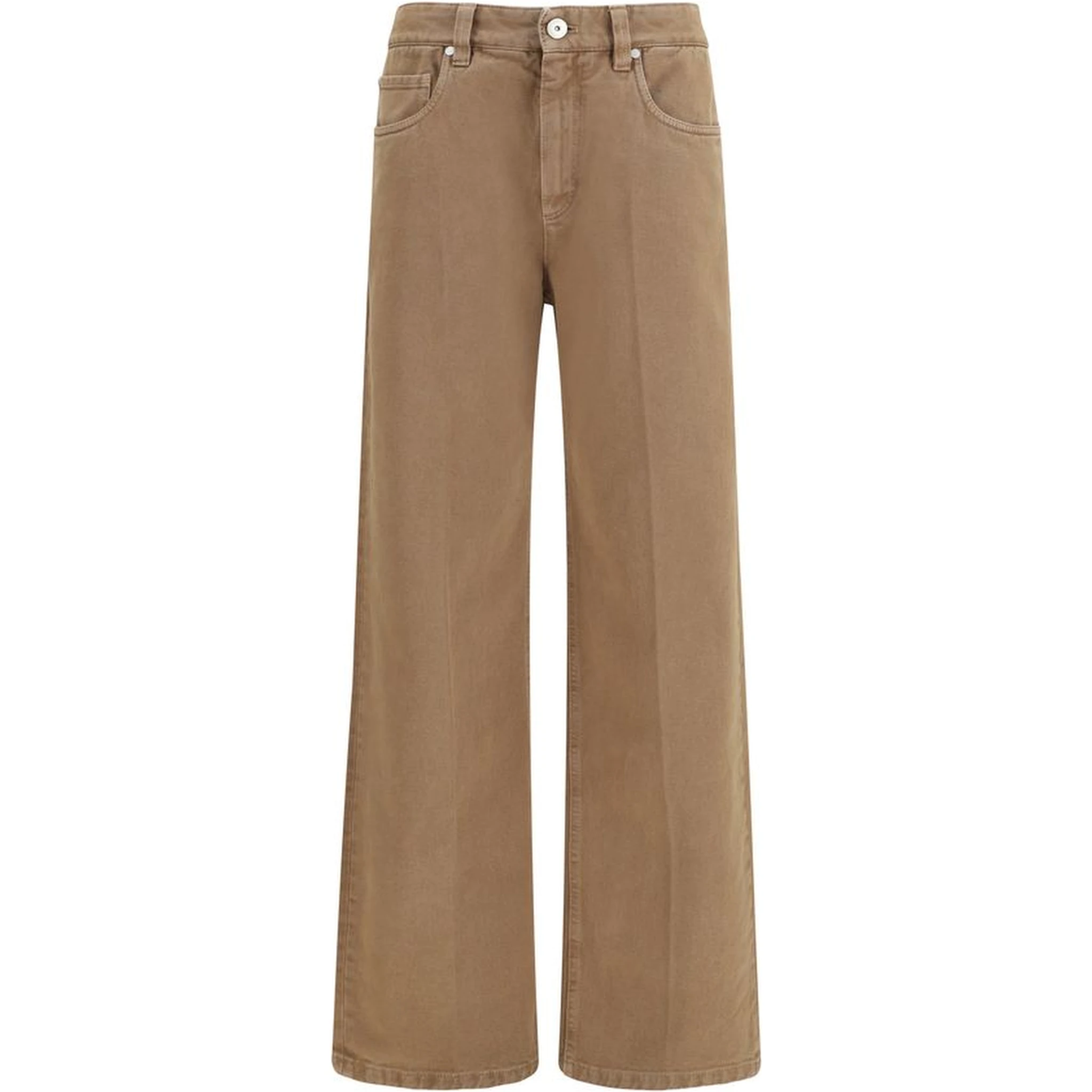 Brown Cotton Straight-Leg Jeans