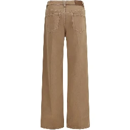 Brown Cotton Straight-Leg Jeans