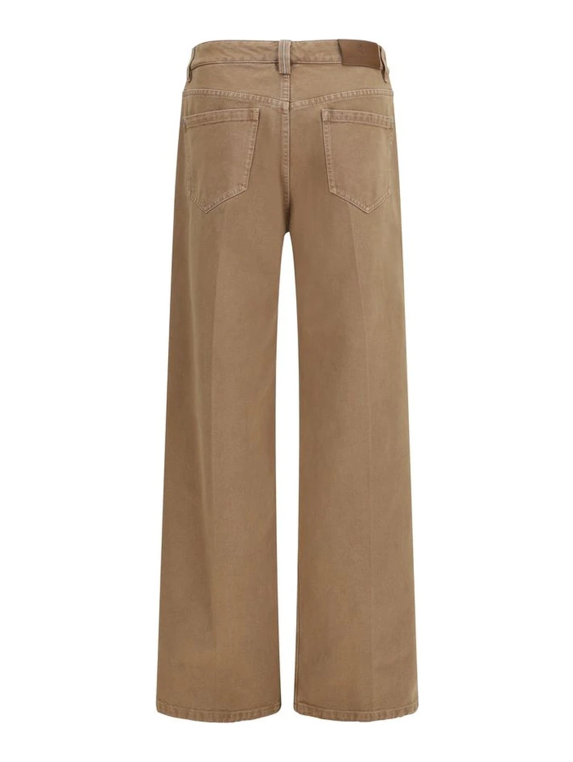Brown Cotton Straight-Leg Jeans