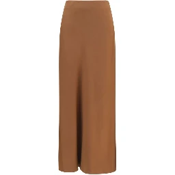 Brown Acetate Midi Skirt