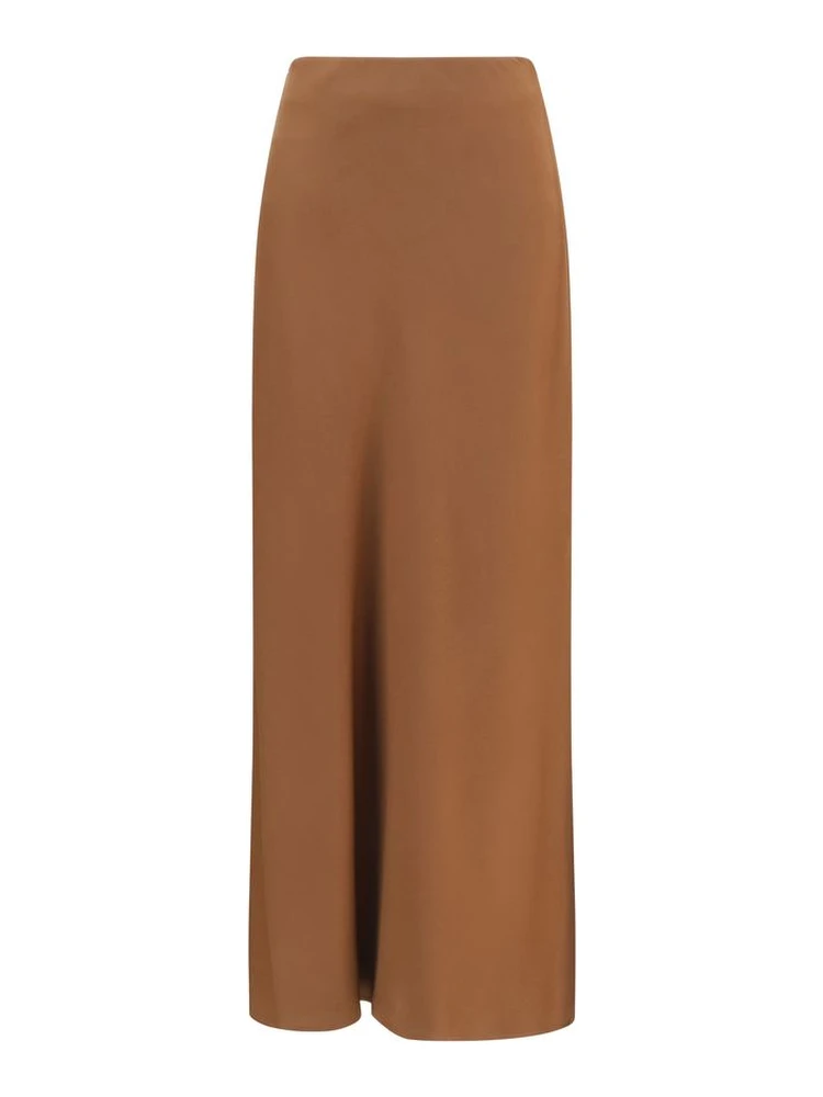Brown Acetate Midi Skirt