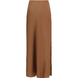 Brown Acetate Midi Skirt