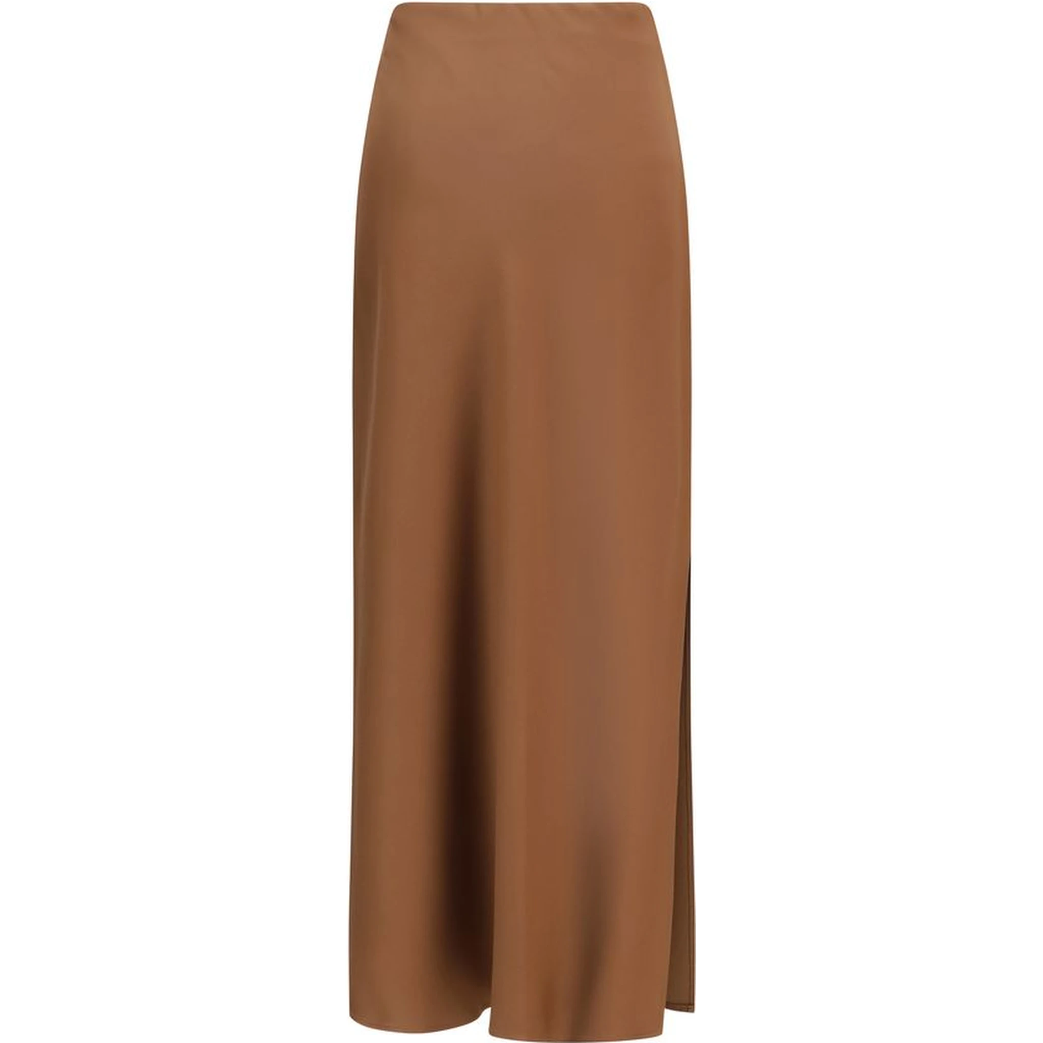 Brown Acetate Midi Skirt